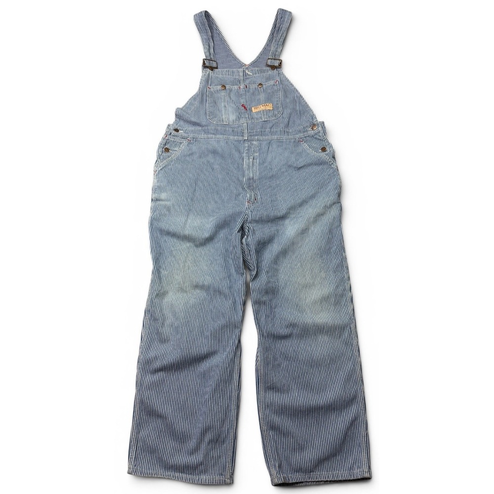 Vintage Big Mac Overalls 42x27 Conductor Carpenter Farmer Hickory Stripe